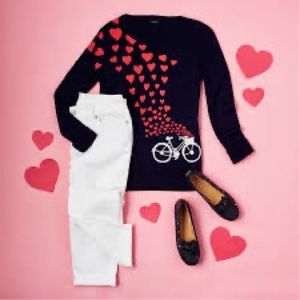 Talbots Women 3X Hearts and Bike Graphic Sweater NWT